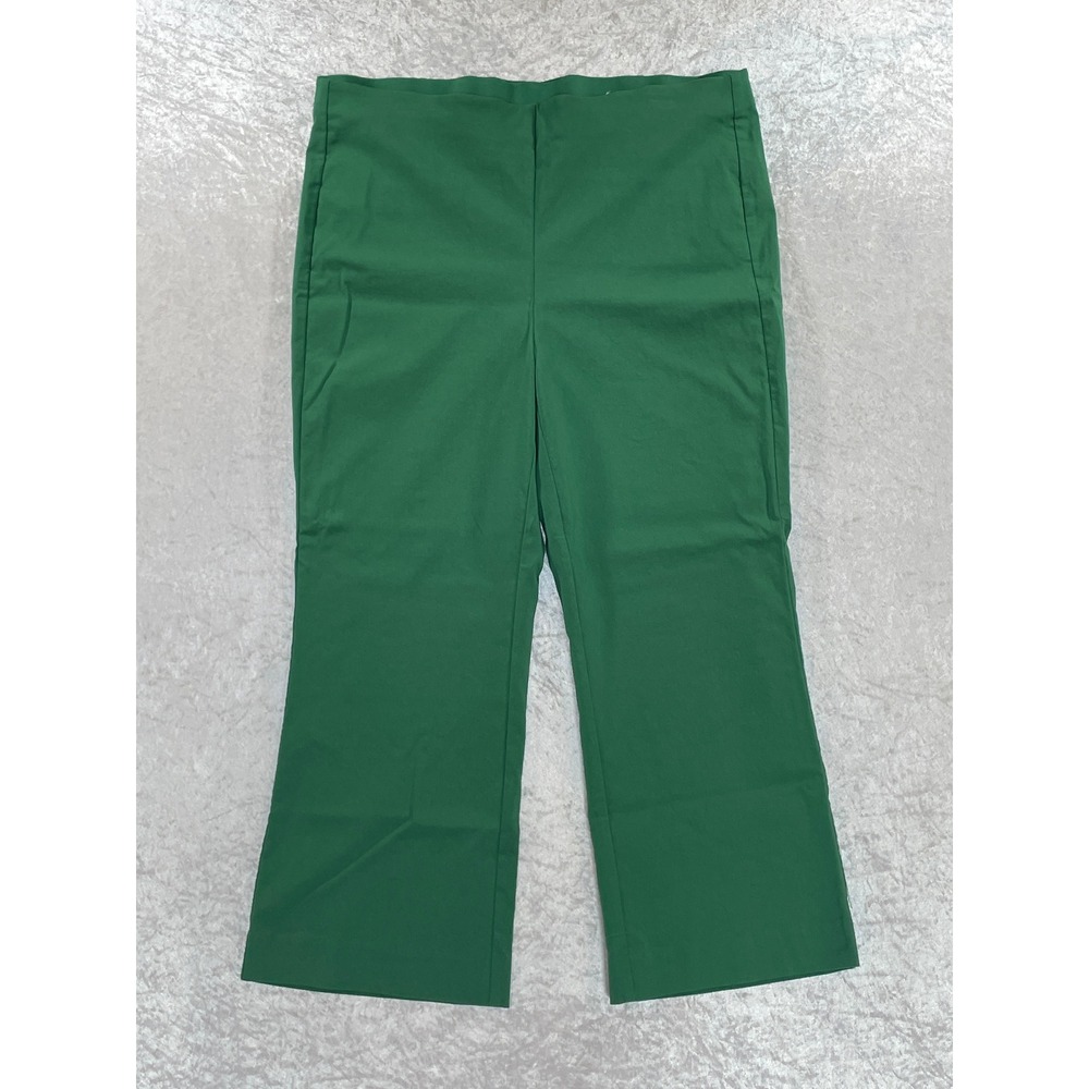 Chico's Trousers Women 3R 16 Green Excellent Pull On Stretch Flat Front - Picture 1 of 6